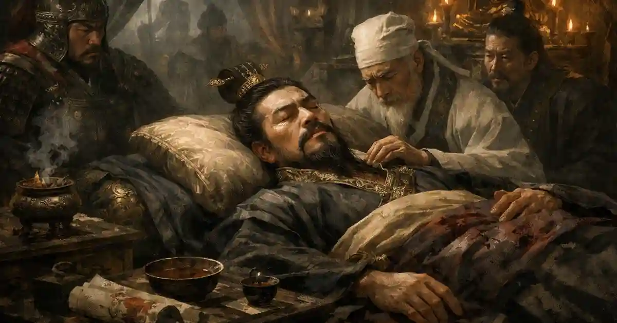 曹操の臨終場面のイラスト